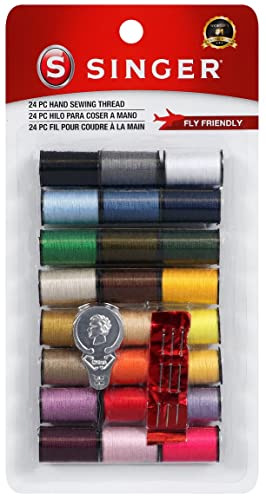 SINGER 00264 Polyester Hand Sewing Thread, Assorted Colors, 24 Mini-Spools